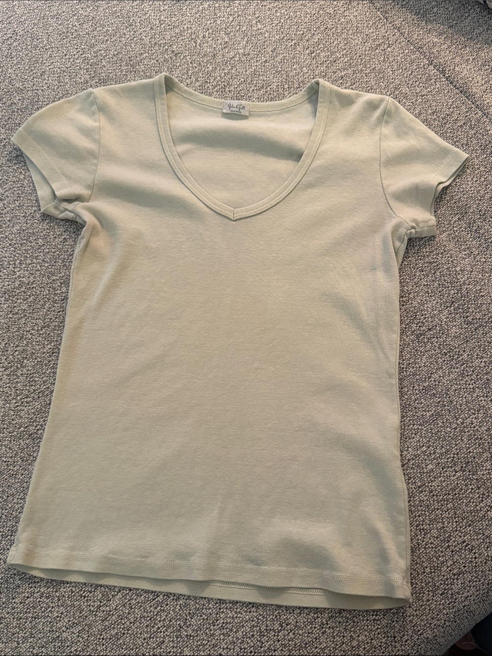 Brandy Melville Light Sage V-Neck Short Sleeve Tee